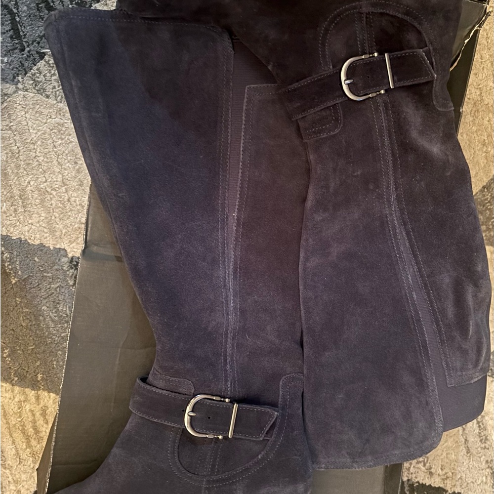 Royal blue  Suede Knee-High Naturalizer Boots with Buckles., Brand new with box